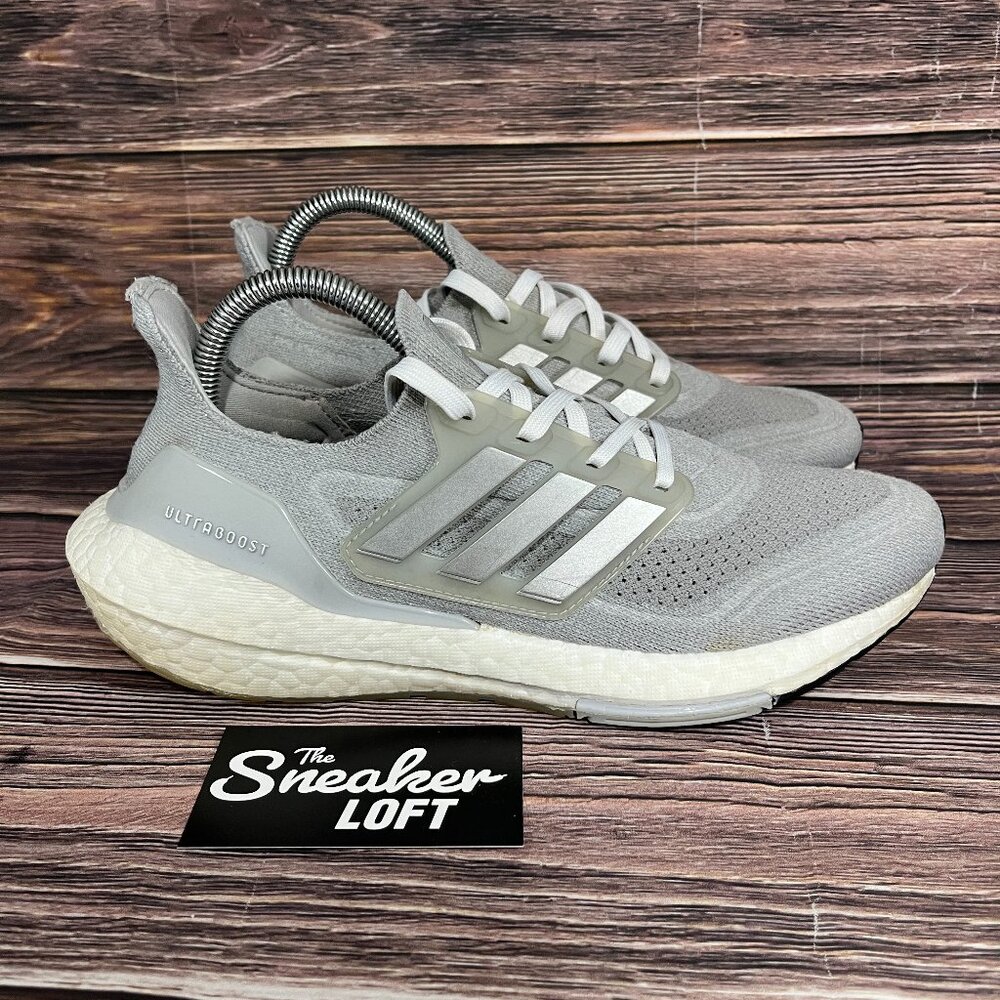 Adidas Ultraboost 21 Grey Silver Metallic Women's Athletic Shoes